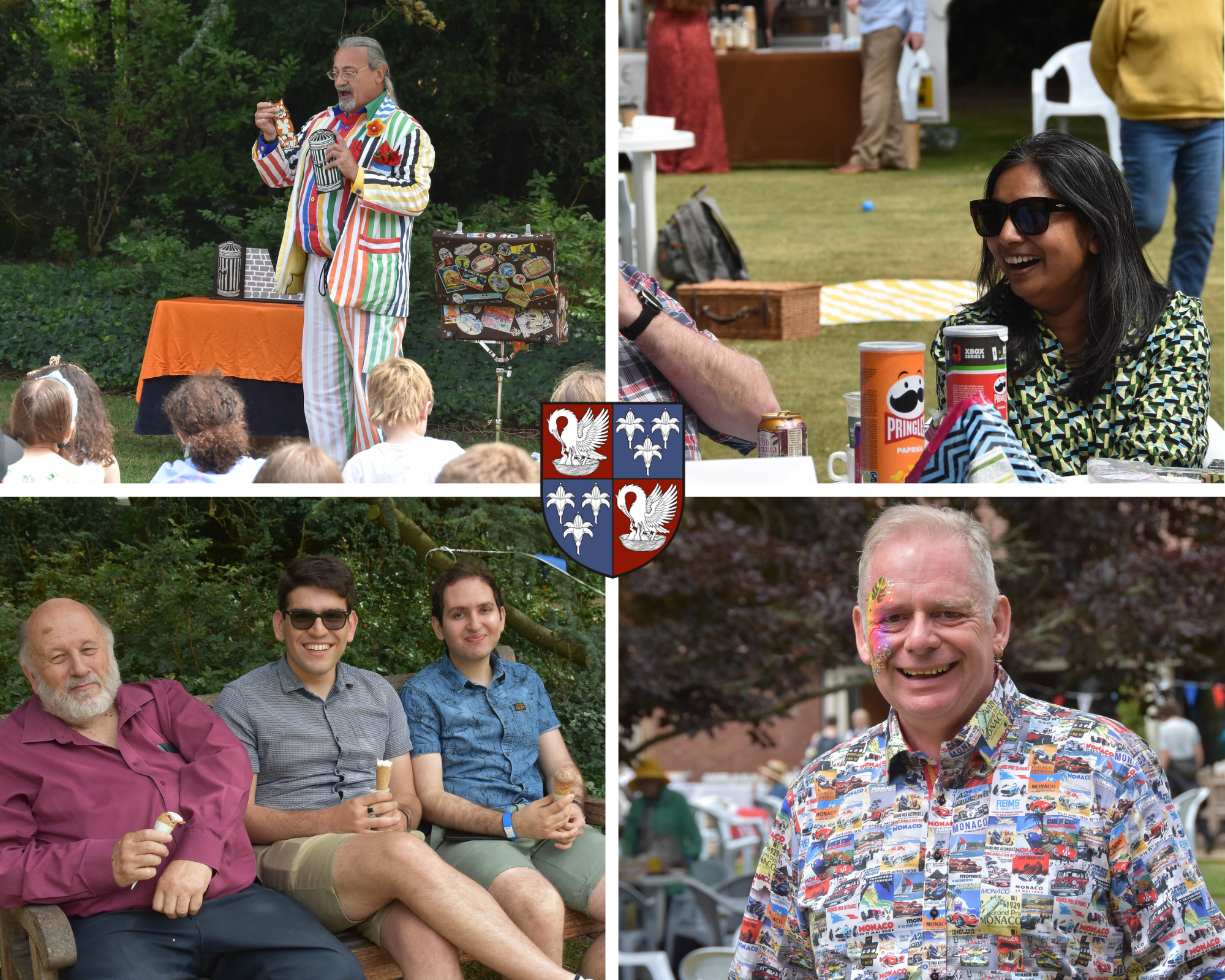 Collage of people attending garden party