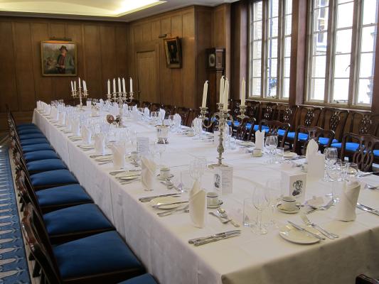 A traditional dining room within Corpus Christi College, ideal for a private events.
