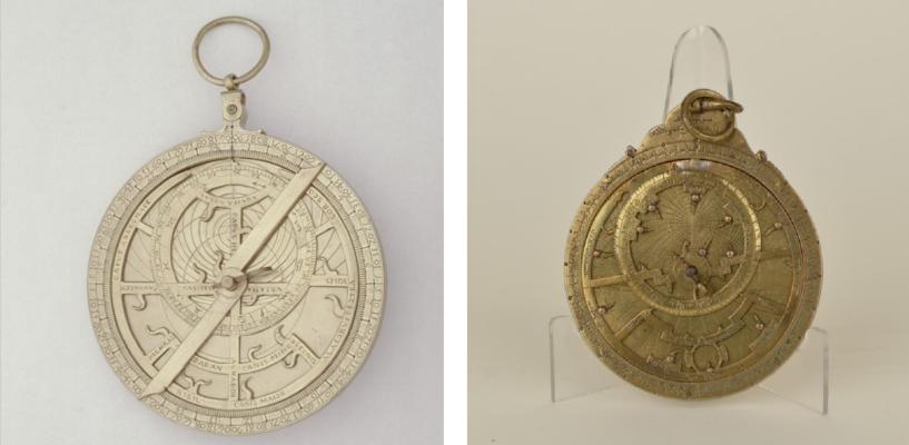 Astrolabes on loan from the Whipple Museum of the History of Science (Wh. 1263, 15th century and Wh. 2354)