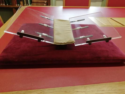 Completed display mount for the Augustine Gospels