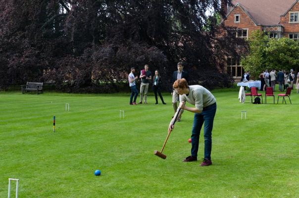 Croquet game on the Leckhampton lawn