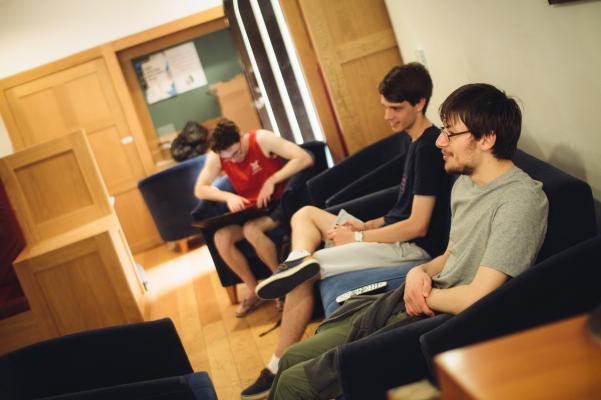 Students relaxing in the Junior Common Room