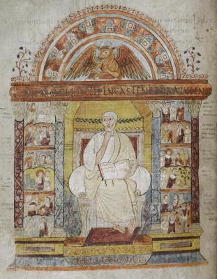 Portrait of St Luke (CCCC MS 286, f. 129v)